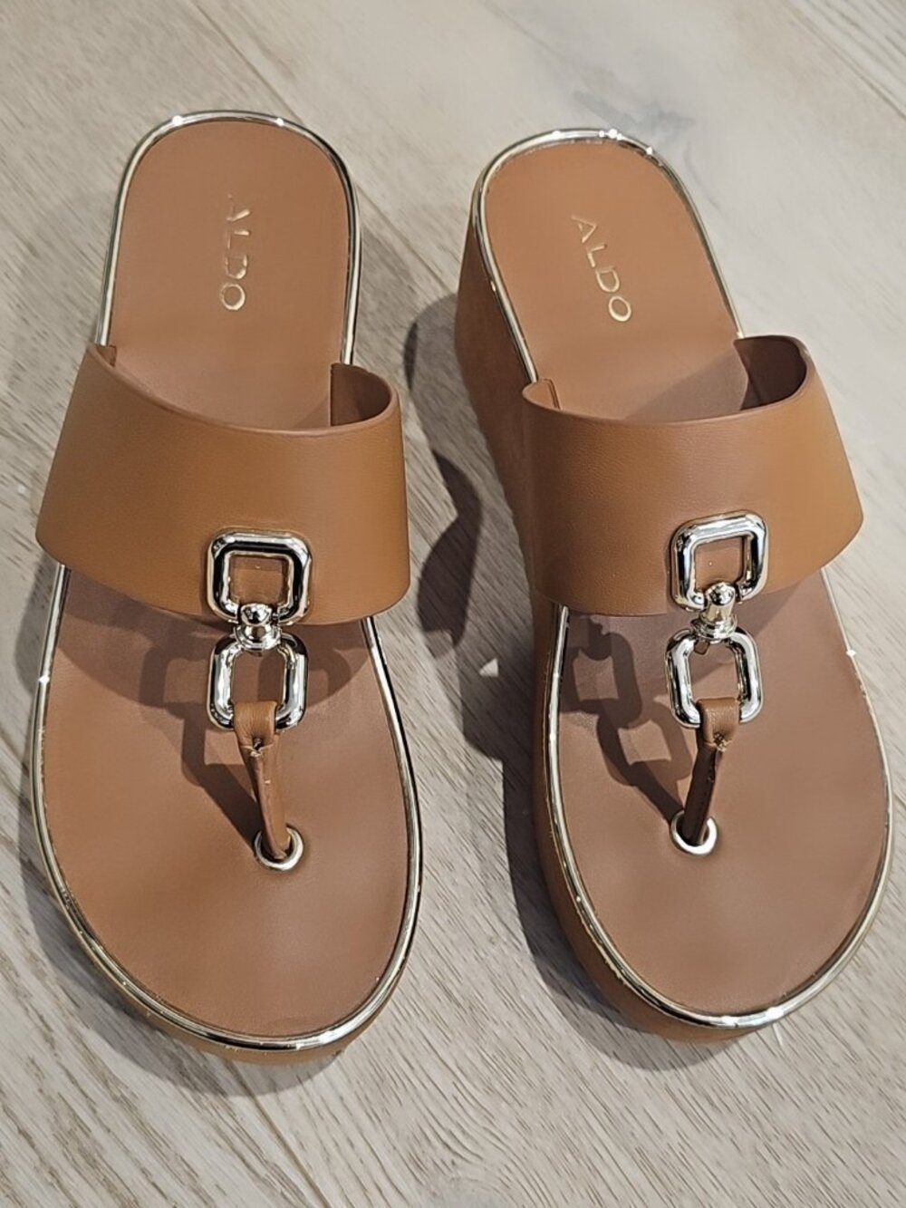 ALDO Tan Platform Wedge Sandals Size 7